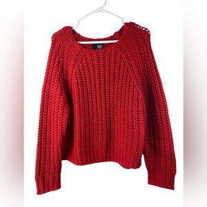 KUT from the Kloth Valerie Medium Red Chunky Oversized Knit Holiday Sweater